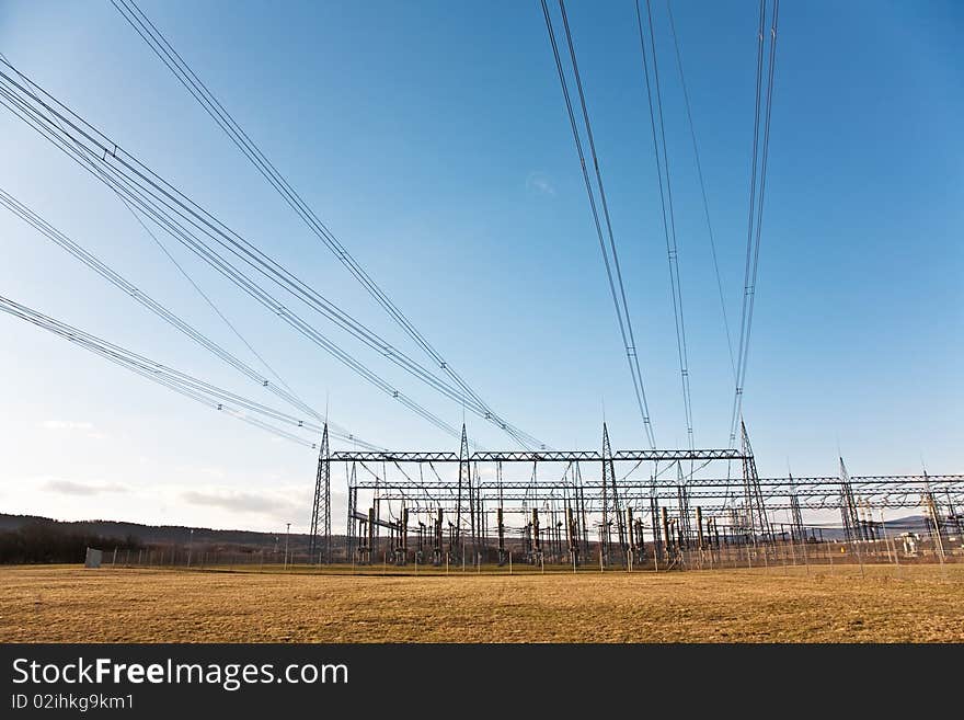 Electricity tower for energy in beautiful landscape. Electricity tower for energy in beautiful landscape