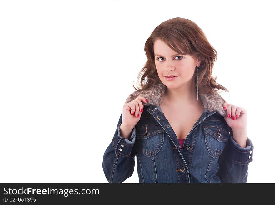 Close up portrait of a Beautiful woman posing in studio on a white background