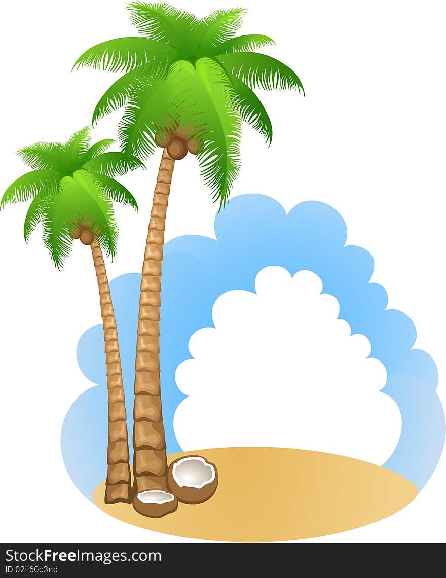 Vacation background with two palms and place for your text