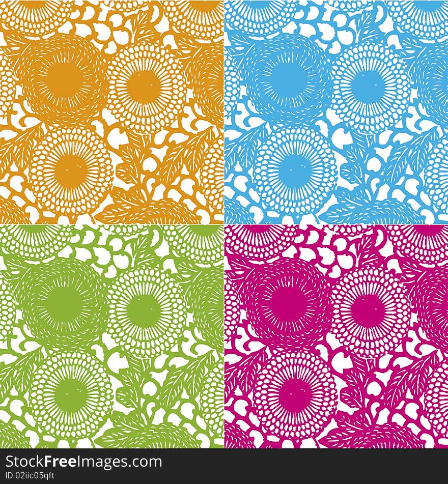 Flower texture in four bright colours. Flower texture in four bright colours