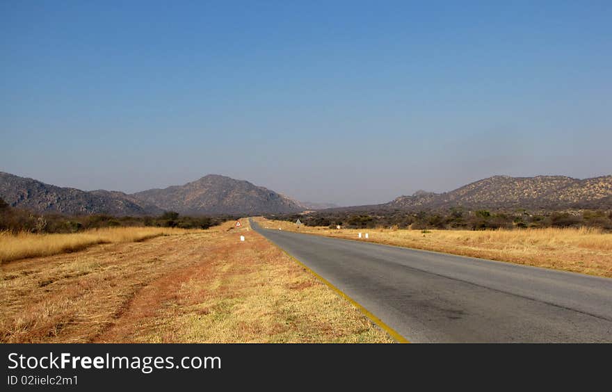 Empty road B8 in northern Namibia. Empty road B8 in northern Namibia