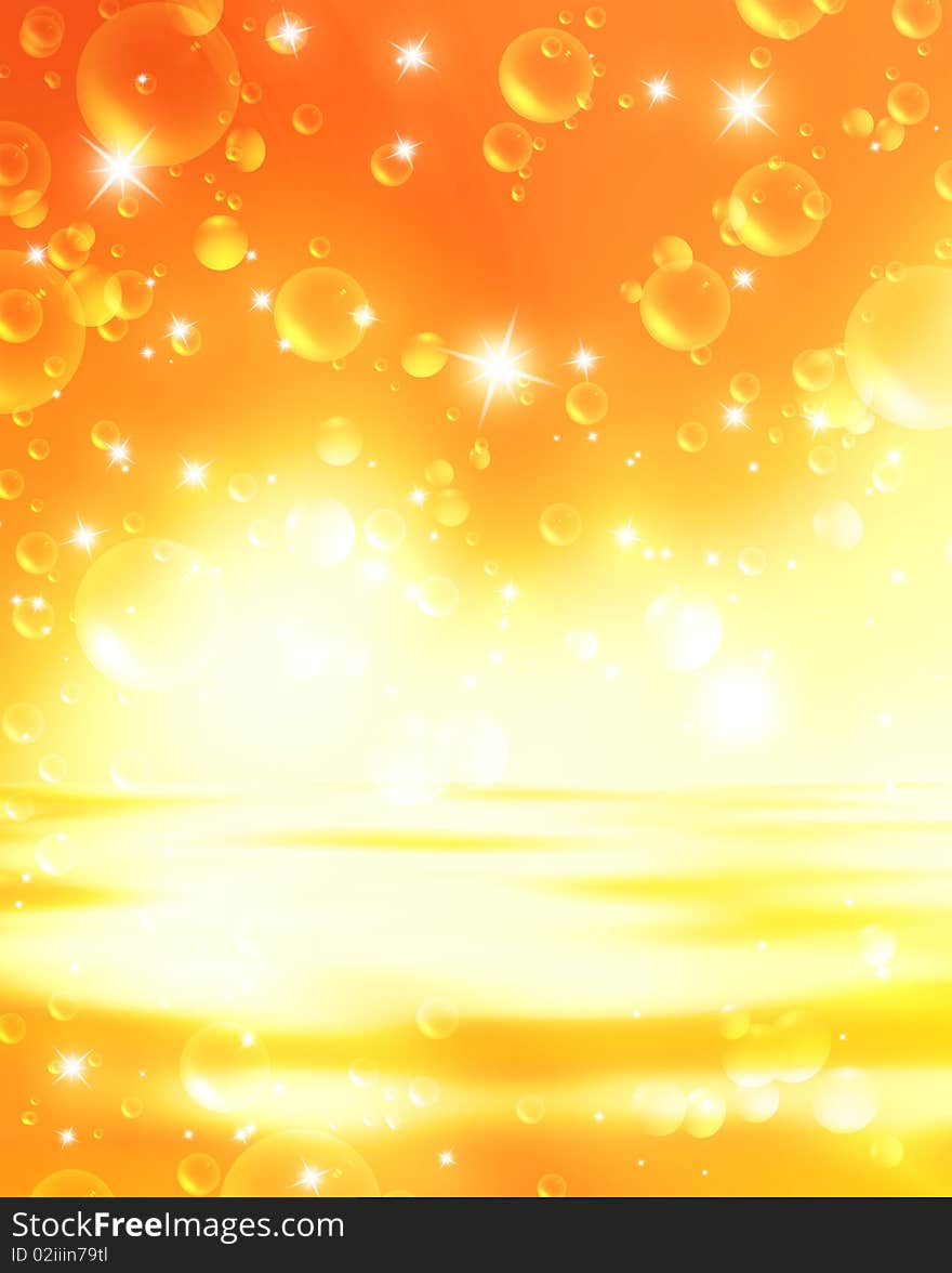 Festive air bubbles, abstract golden background