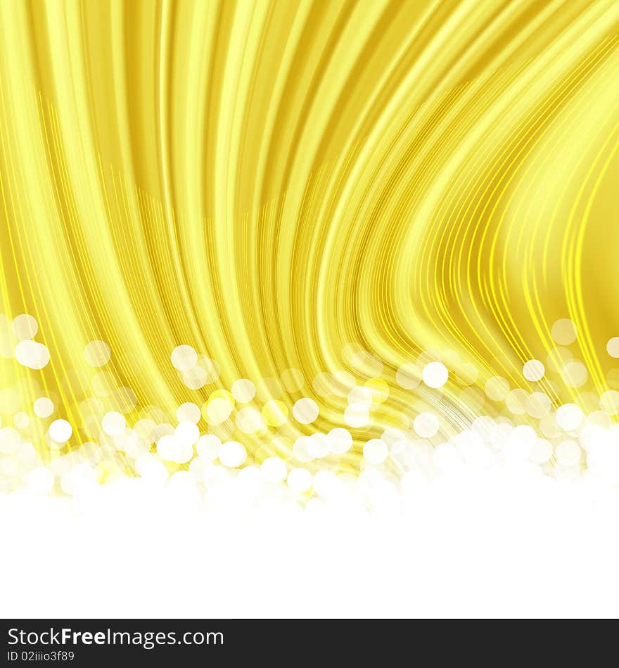 Gold striped background with the lights blur, an abstraction