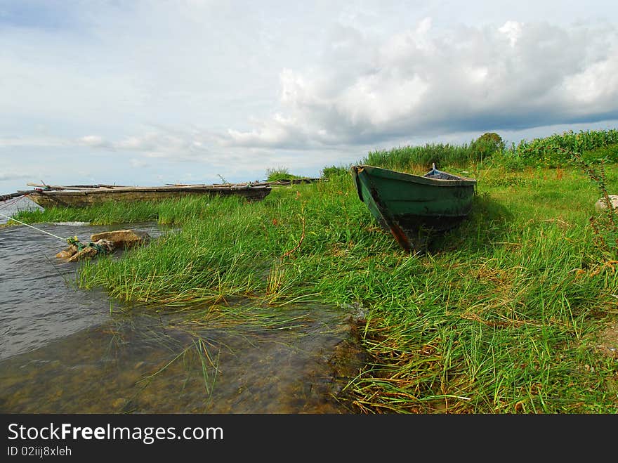 Boats of fishermen on the Victoria lake