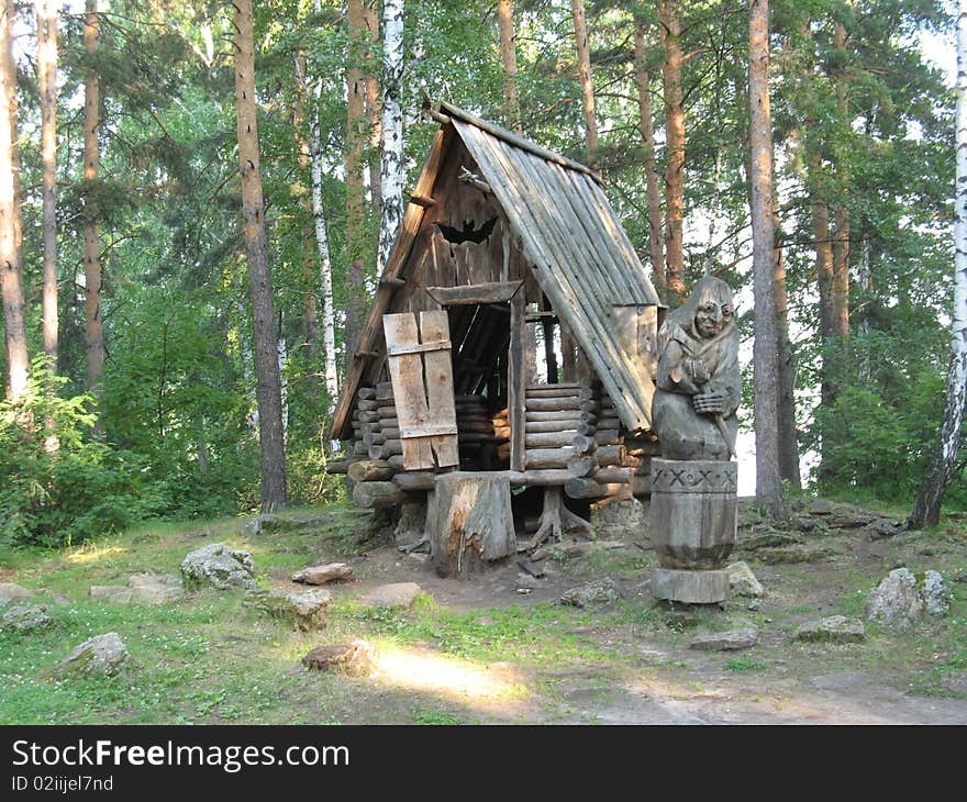 There are Baba-Yaga ( witch in Russian folk-tales ) and wood house