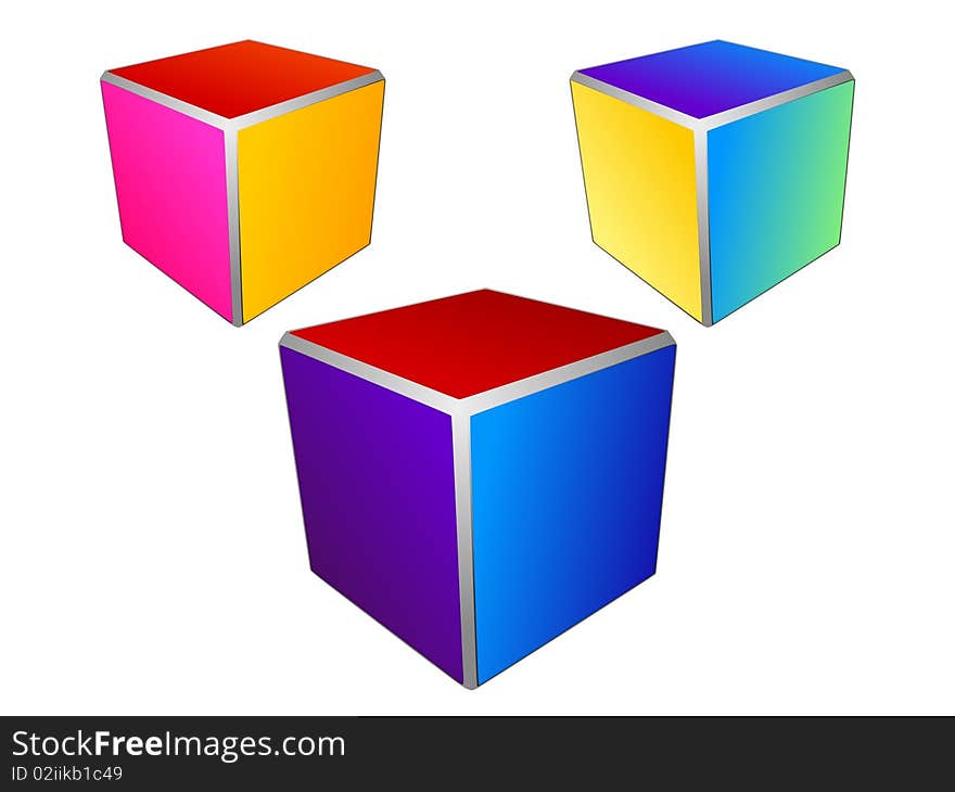 Vector colored abstract cubes