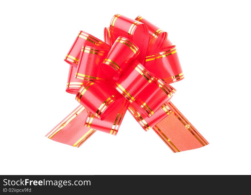 Red bow isolated on white background