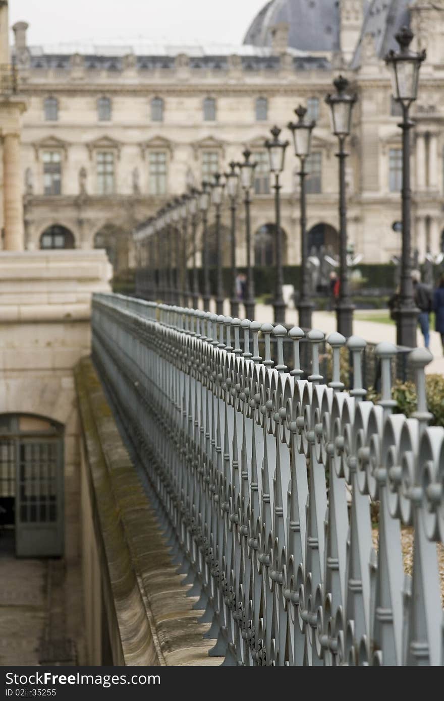 Ornament black  iron fence in Paris France. Ornament black  iron fence in Paris France