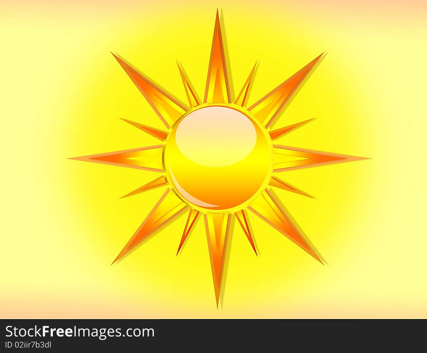 The Sun daylight sun on a yellow background. The Sun daylight sun on a yellow background