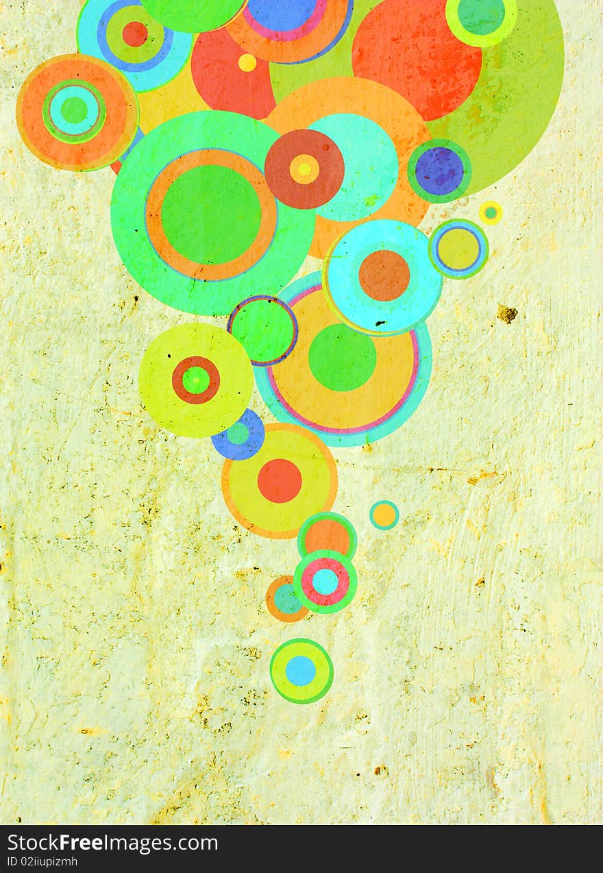 Grunge circles on the wall, abstract background