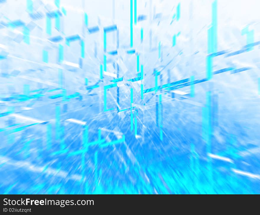 Abstract Zooming Composition In Blue