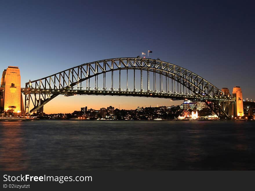 Sydney Harbour Bridge at dusk