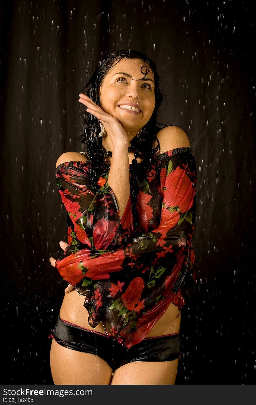 Closeup portrait of a woman in water studio. Closeup portrait of a woman in water studio