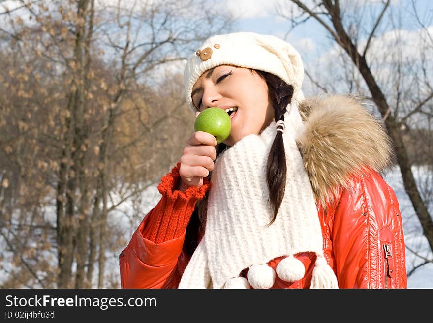 Funny Girl Eating Apple