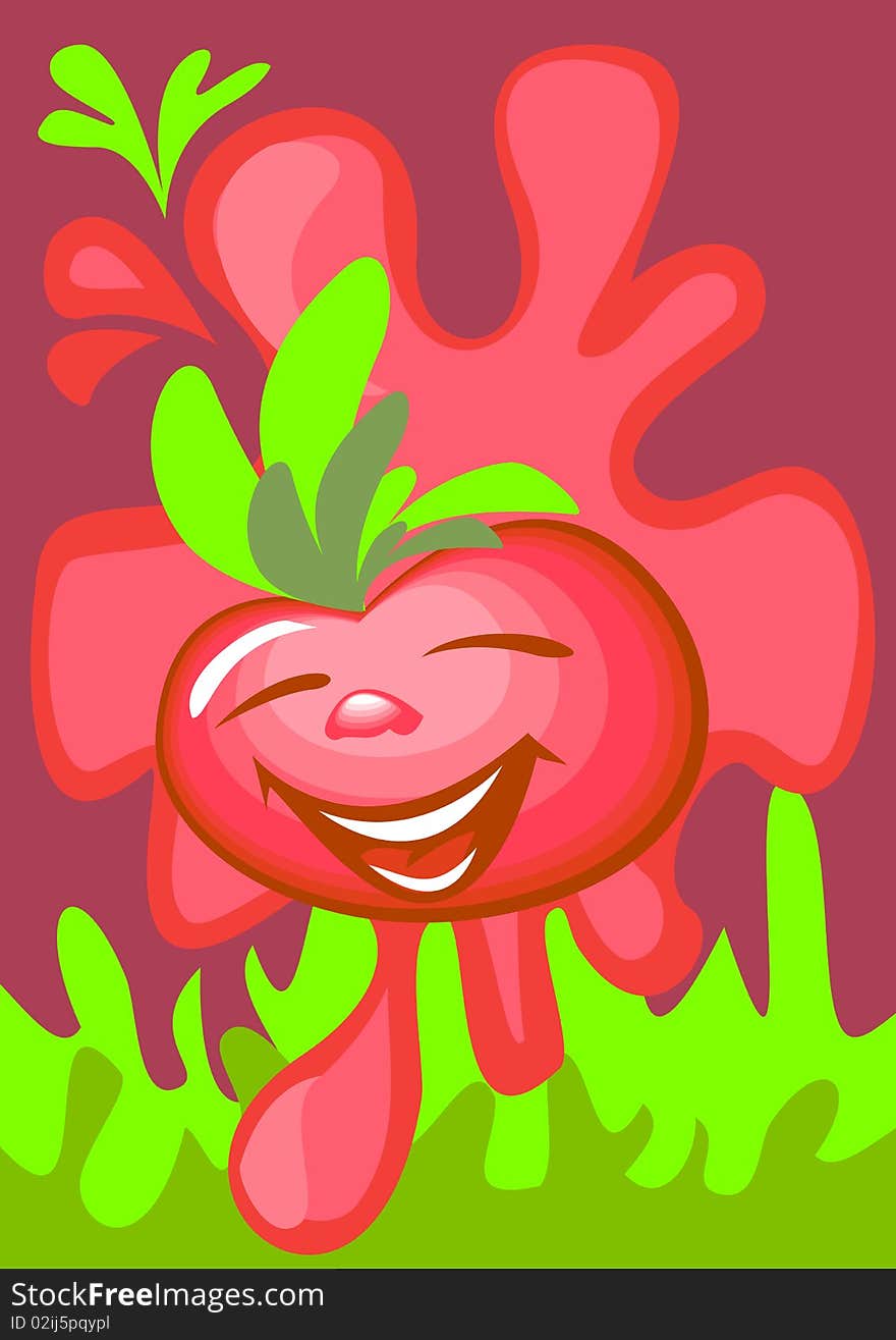 This is an animated image of tomato on a background of splashing juice. This is an animated image of tomato on a background of splashing juice