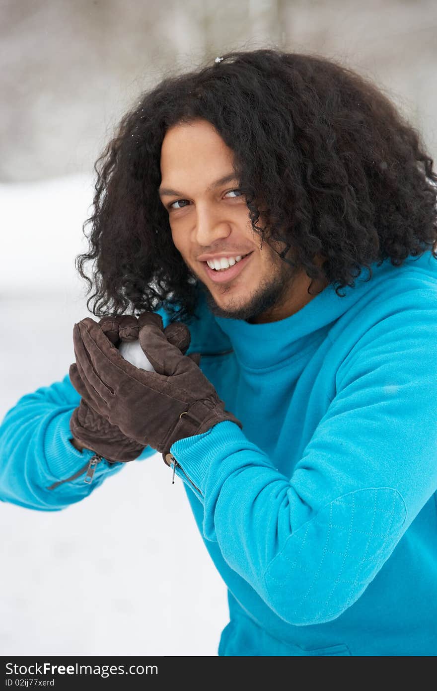 Man About To Throw Snowball