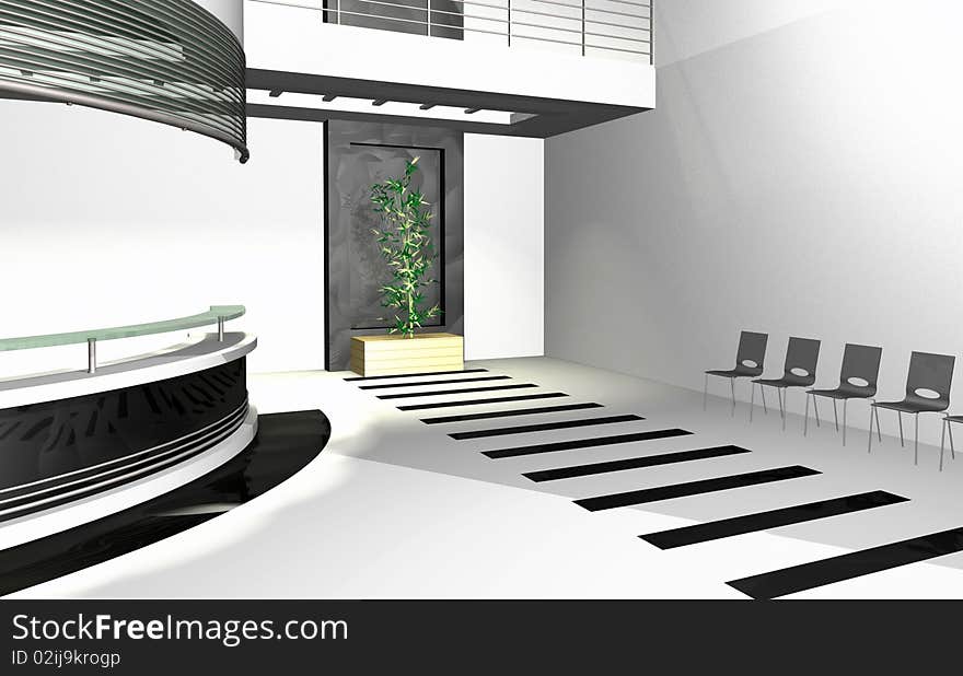 Abstract 3D rendering of modern office interior