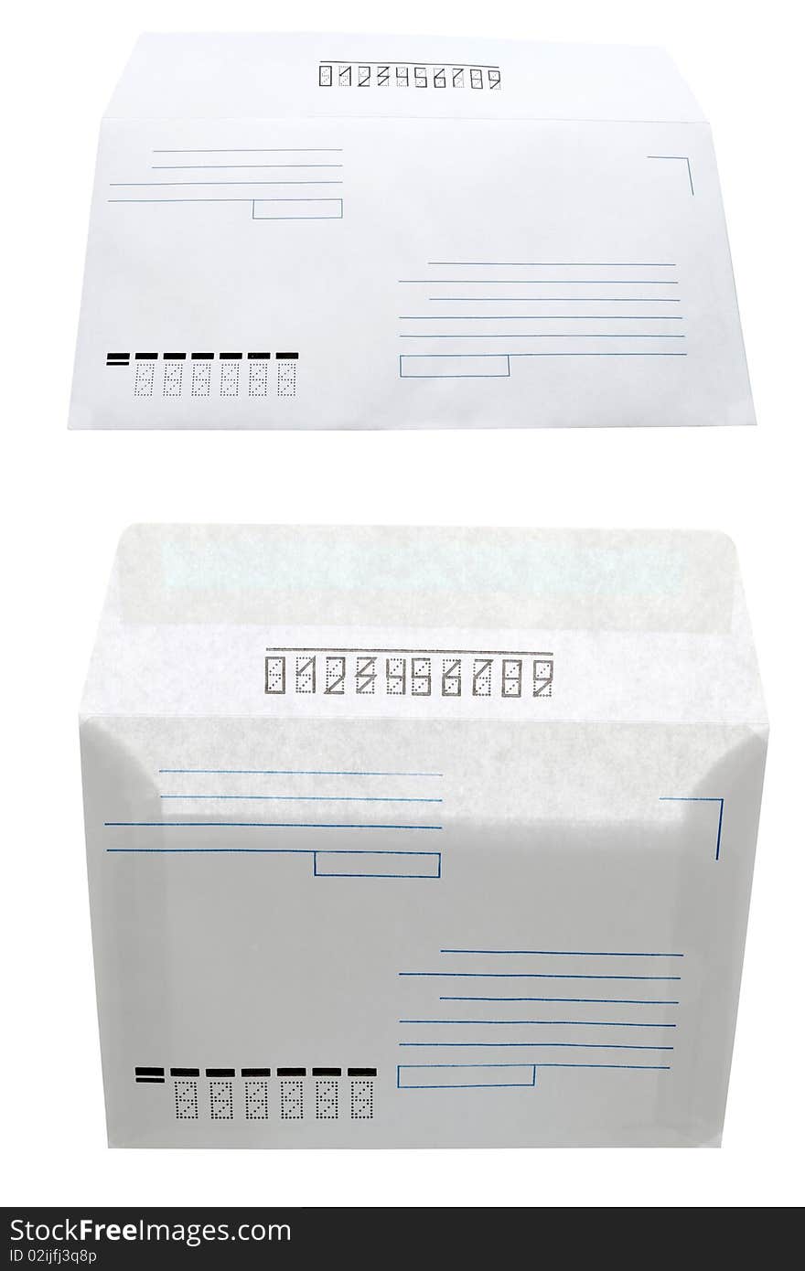 The image of transparent envelopes under the front light