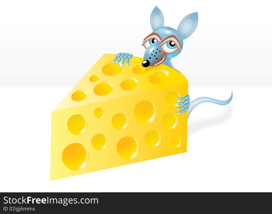 Mouse Is Stealing A Piece Of Cheese