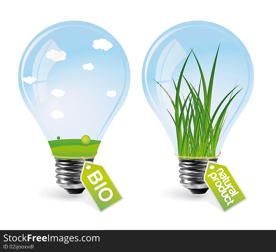 Realistic eco bulbs - set 2 - landscape and grass