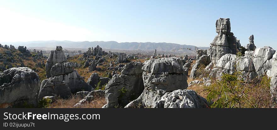 The stone forest shilin near kunming. The stone forest shilin near kunming