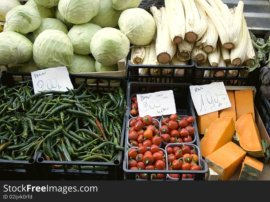 Photo of a fruit and vegetable market