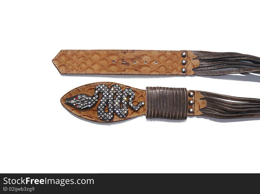 Elegant leather belt with a snake head