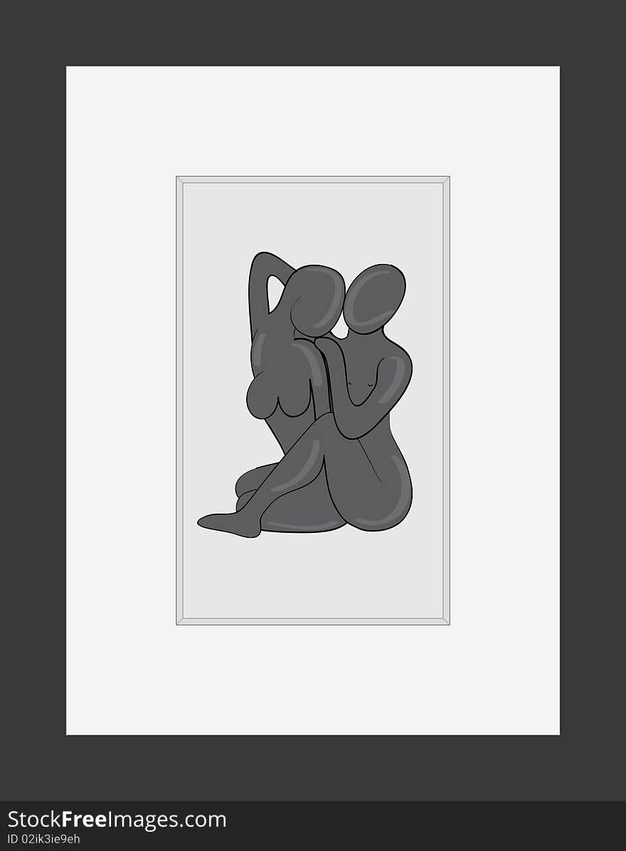 Abstract nude couple