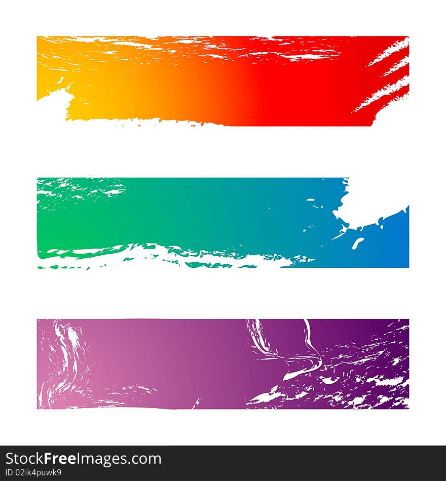 Colorful grungy banners - three colors set