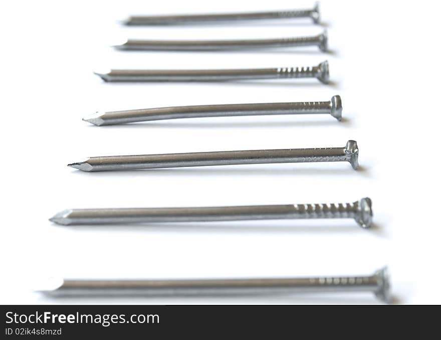 Rank of nails isolated on the white background