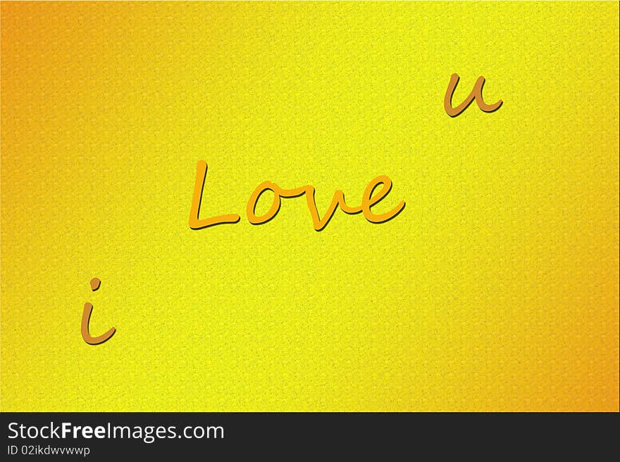 I love you written on golden background