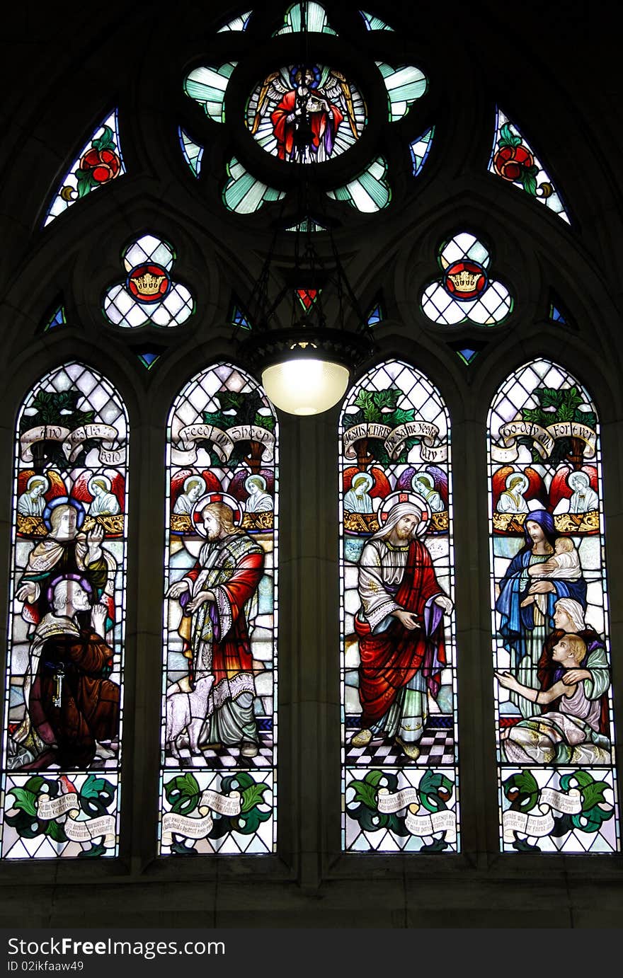 This is part of the stained glass window in St. Paul‘s Cathedral in Dunedin city in New Zealand