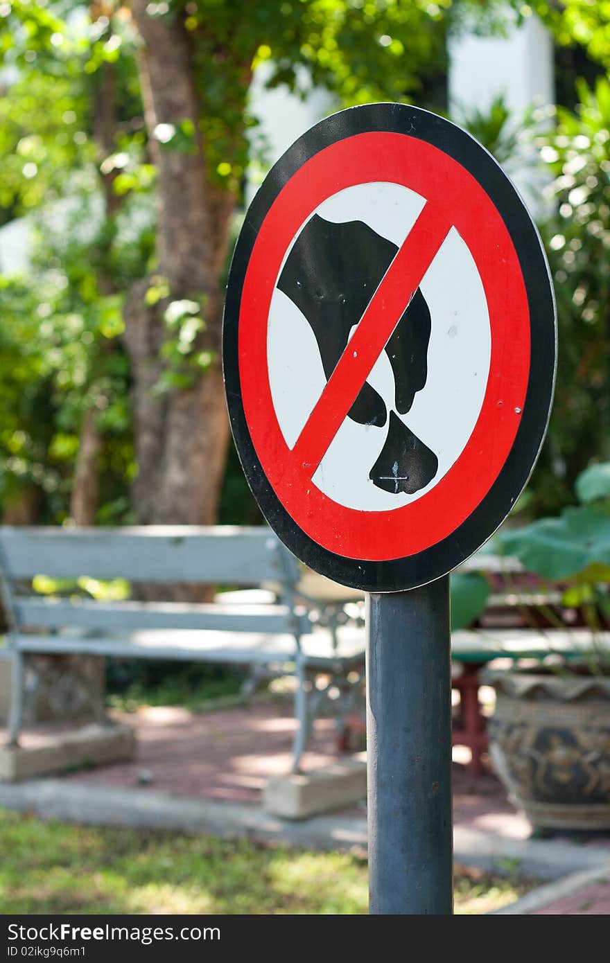 Warning sign in the garden