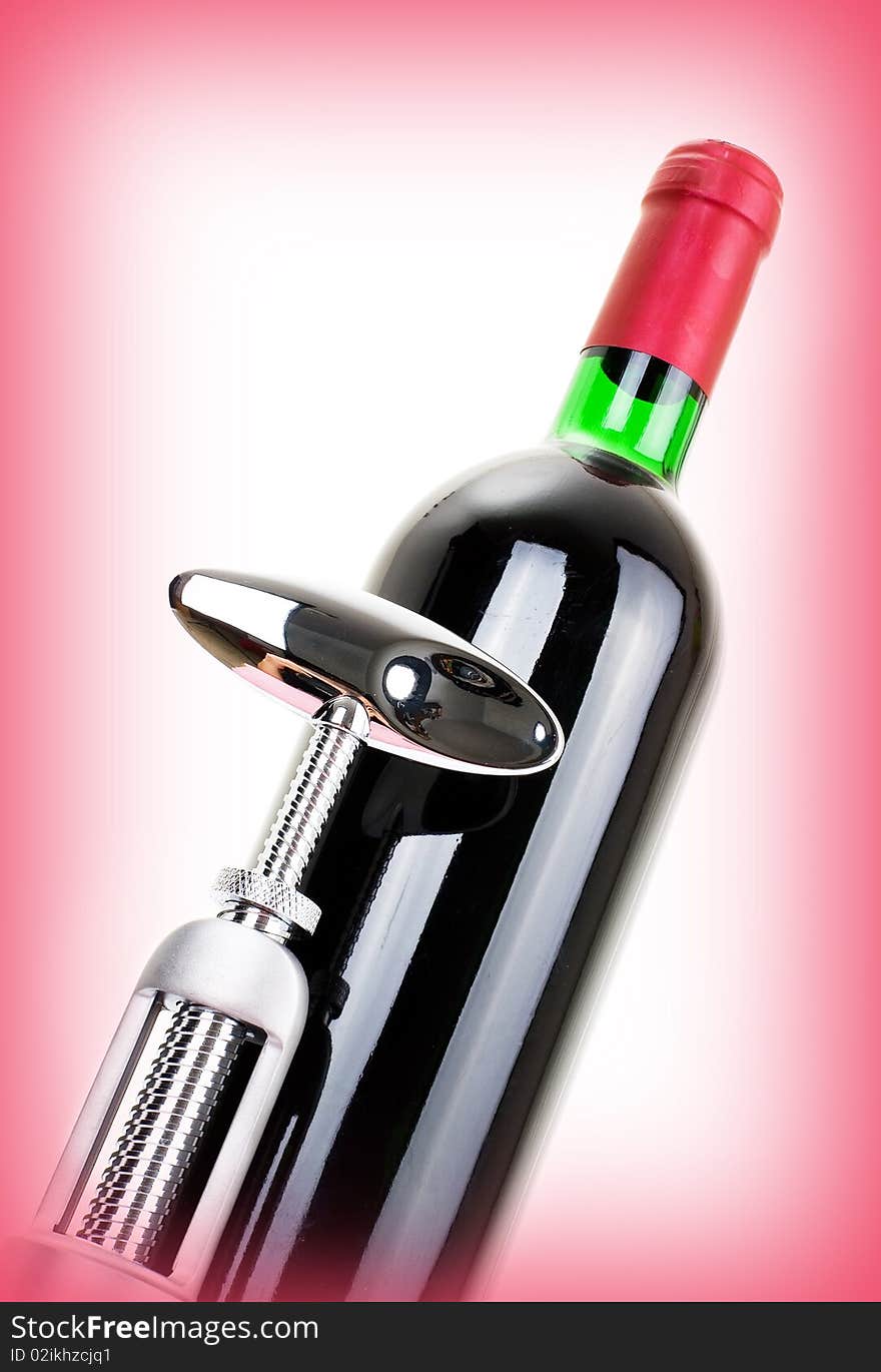 Series. A wine bottle isolated on a white background