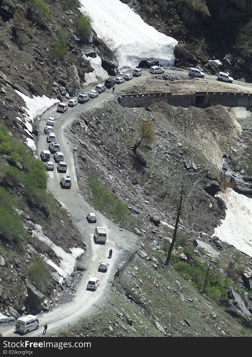 Steep Himalayan hill road