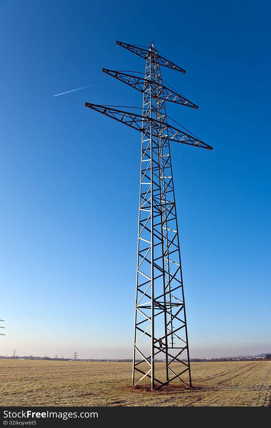 Electricity tower for energy with sky