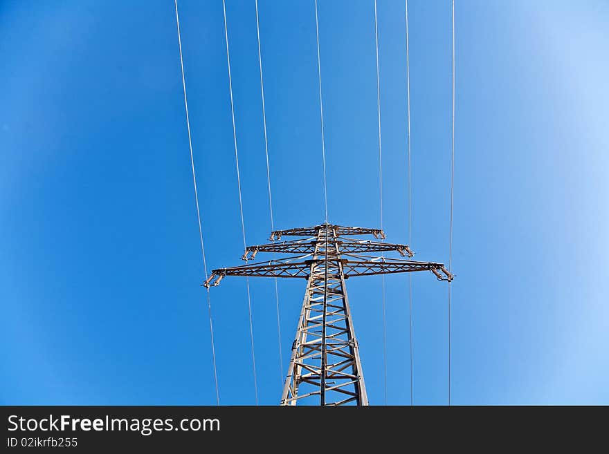 Electricity high voltage tower with blue sky. Electricity high voltage tower with blue sky