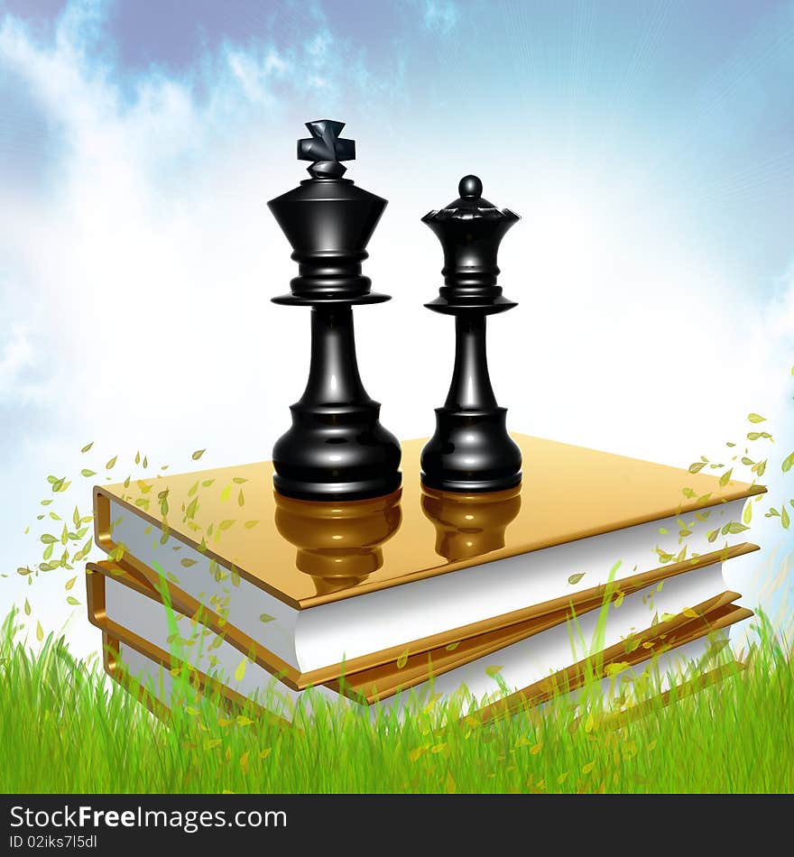 Golden book about chess strategy 3d icon illustration. Golden book about chess strategy 3d icon illustration