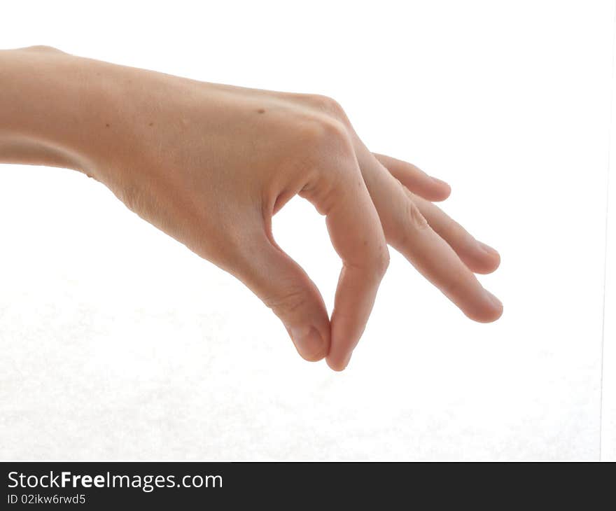 Keeping hand is insulated on white background. Keeping hand is insulated on white background