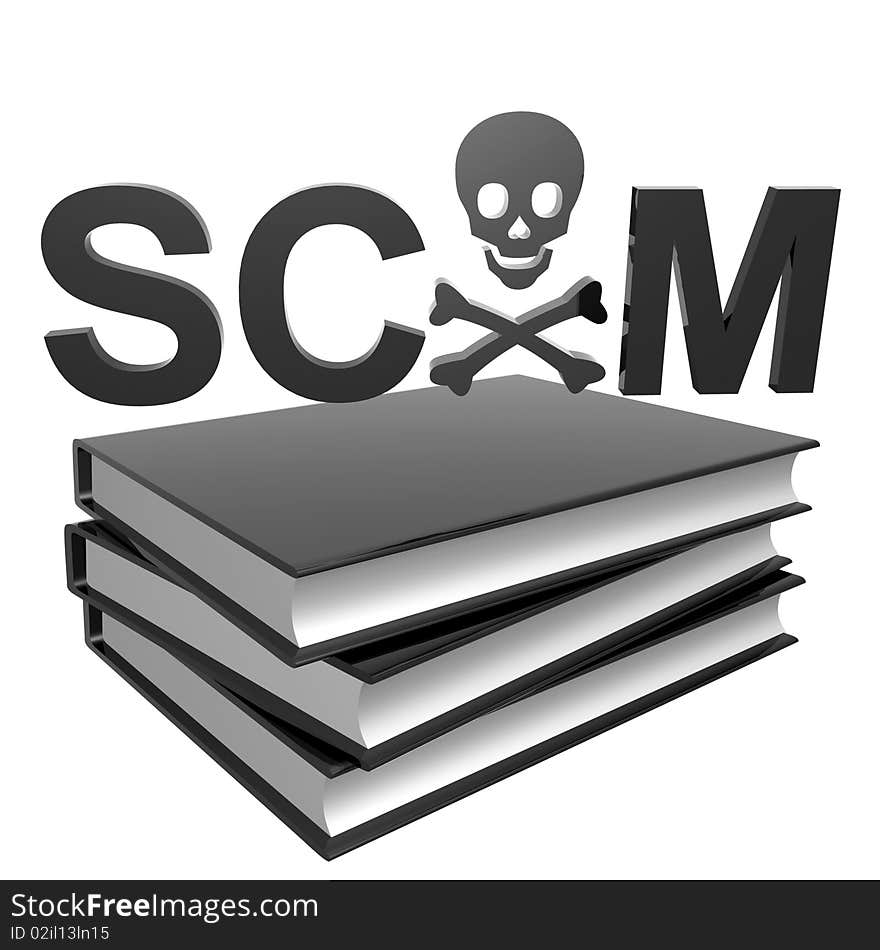 Black book about scamming 3d icon illustration