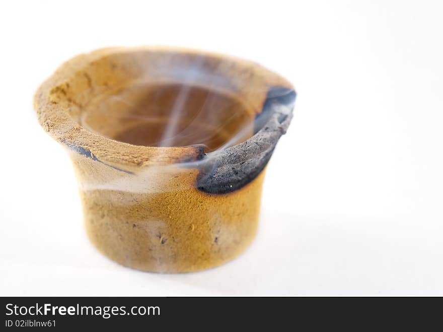 Isolated Burned Incense on white background