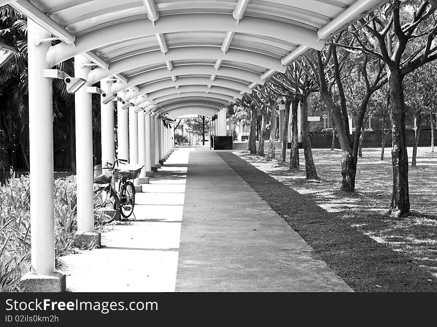 A lonely and isolated path in grey-scale tone