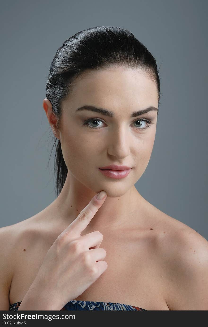 Portrait of young woman with make up