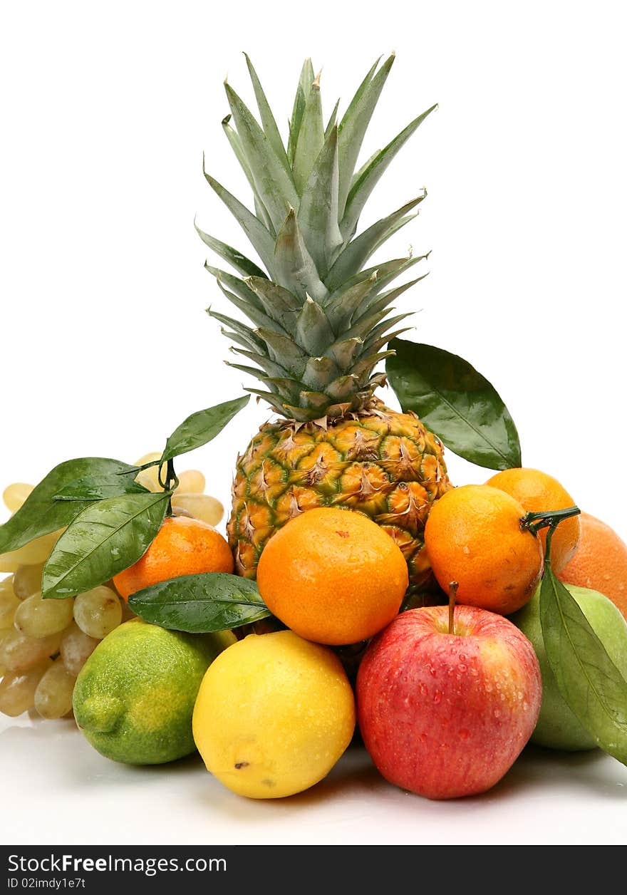 Fresh fruit on a white background