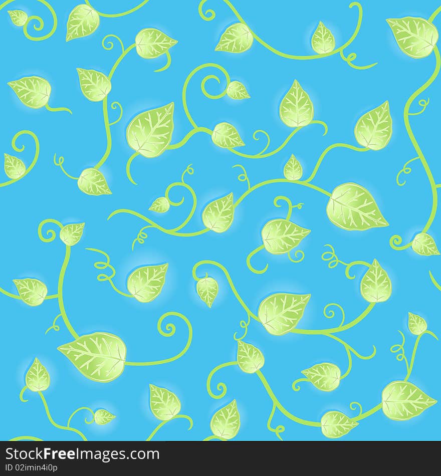 Vector illustration of a floral leafs fresh blue and green seamless pattern. Vector illustration of a floral leafs fresh blue and green seamless pattern.