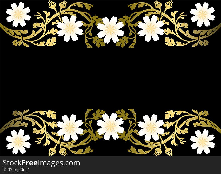 ORNAMENT_White Flowers_Gold