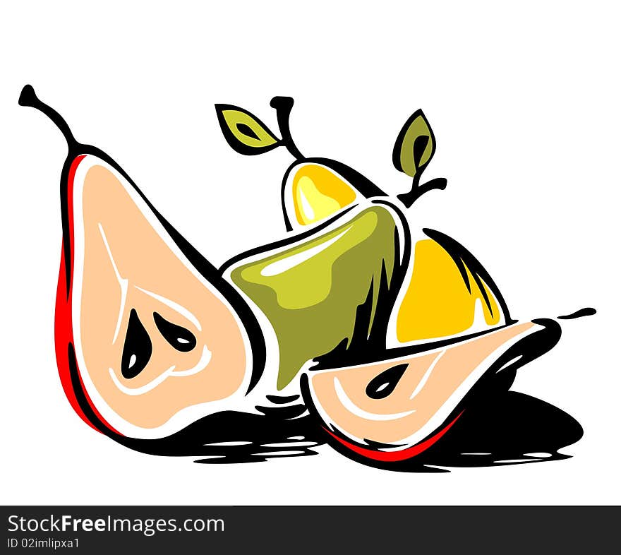 Stylized pears isolated on a white background.