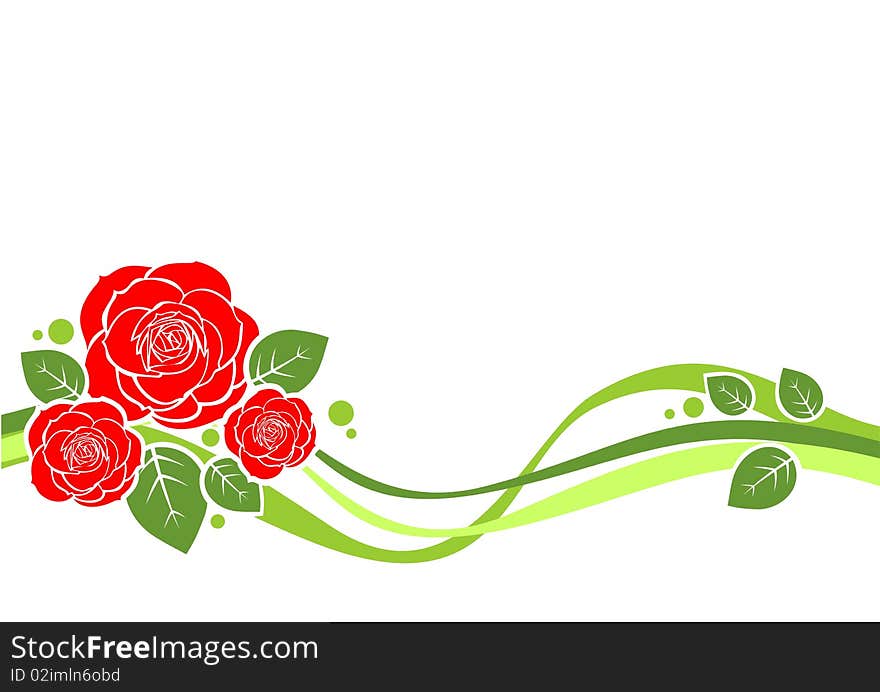 Stylized roses and strips on a white background. Stylized roses and strips on a white background.