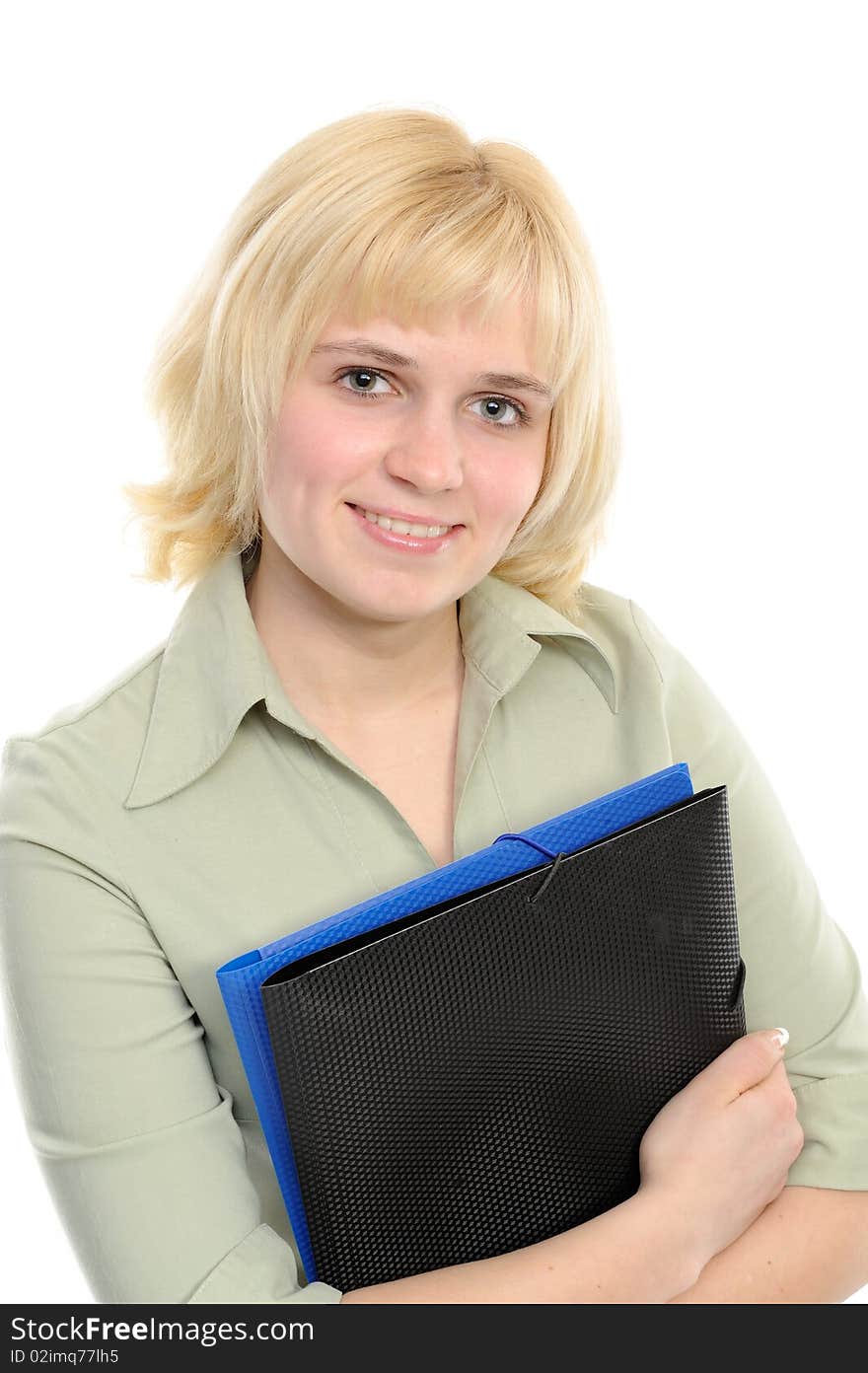 Young businesswoman holding a folder