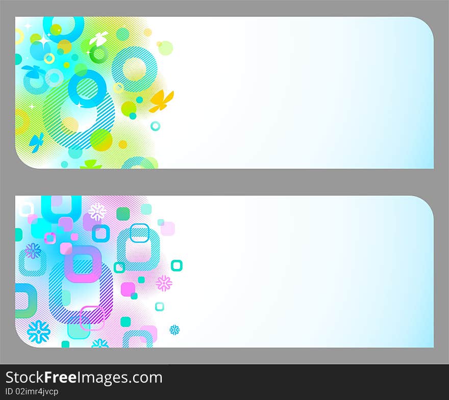 Two abstract colorful banners for text